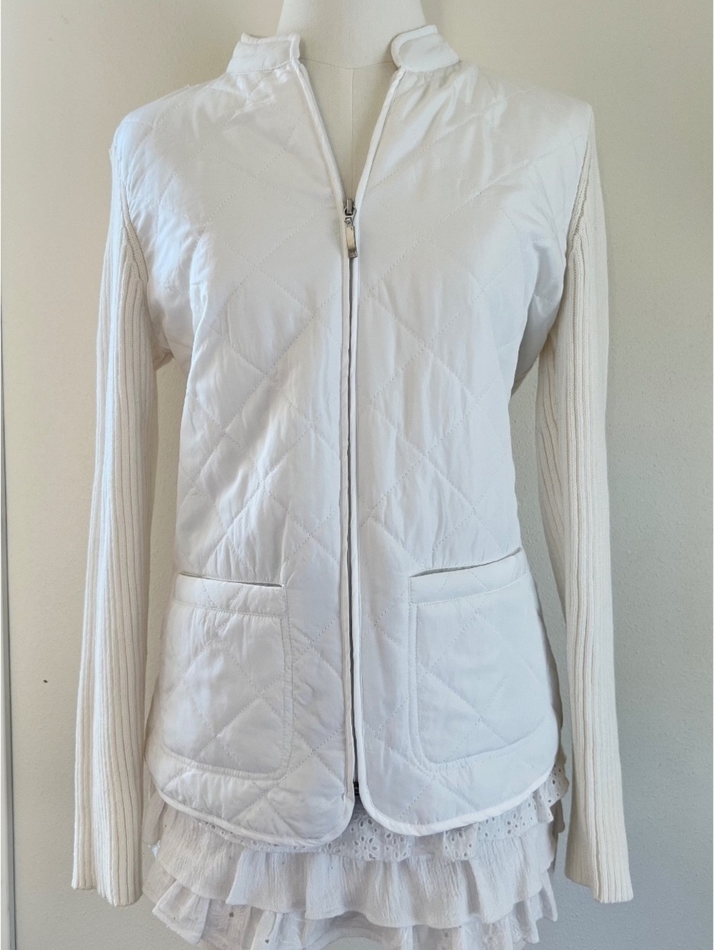 Croft & Barrow Petite Small White Sweater Jacket